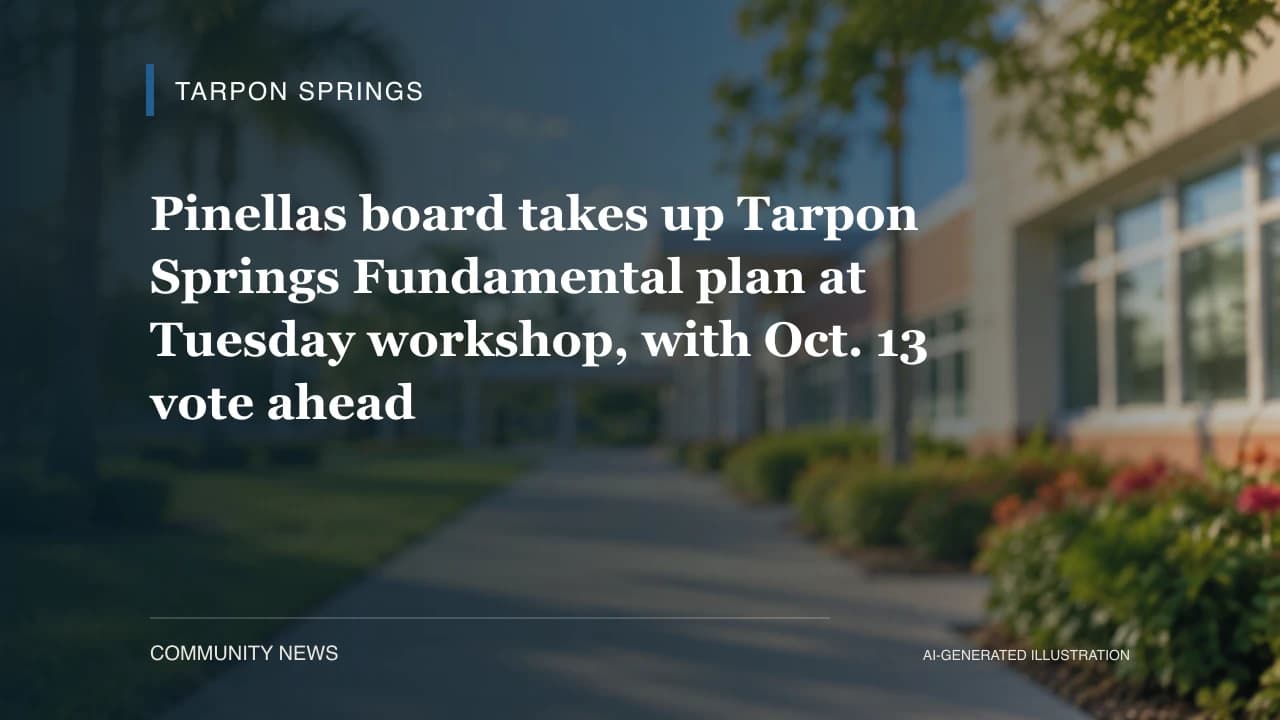 Pinellas board takes up Tarpon Springs Fundamental plan at Tuesday workshop, with Oct. 13 vote ahead